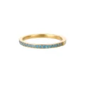 Elegante anillo apilable de oro fino con brillantes piedras de circonita azul cielo - Talla 5 / Bañado en Oro 18K Circonia Azul