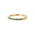 Anillo minimalista bañado en oro con piedras de circón verde esmeralda para apilar - Talla 5 / Bañado en Oro 18K Circonia Verde