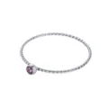 Anello elegante color argento con fascia intrecciata e pietra di nascita tonda viola - n.5 / Color Acciaio Viola Scuro