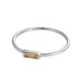 Elegante anello in argento con pietra portafortuna gialla rettangolare a castone - n.5 / Fascia in Strass Giallo / Colore acciaio