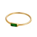 Anello minimalista placcato oro con pietra portafortuna verde rettangolare - n.5 / Strass verde rettangolare / Oro 18K