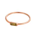 Elegante anello minimalista in oro rosa con una gemma verde di forma rettangolare - n.5 / Fascia in Strass Viola / Oro 18K