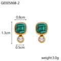 Detailed view of square malachite style earrings with size and weight measurements - Ge00586b-2