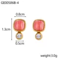 Detailed measurements of the vintage sugar-cube shaped gold stud earrings for women - Ge00586b-4