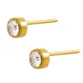 Minimalistische gouden ronde oorknopjes met heldere fonkelende steentjes voor elke dag - Gouden Basis Transparante Strass (XE1368D10)