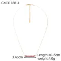 Detail of gold chain necklace with red natural stone beads showing 40+5cm length - Necklace (GX03118B-4)