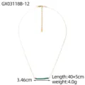 Macro view of gold thin chain necklace with green natural stones and 40+5cm length - Necklace (GX03118B-12)