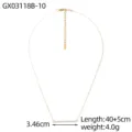 Detail view of natural stone bead necklace with measurement specifications - Necklace (GX03118B-10)