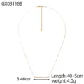 Detail of minimalist fine chain necklace featuring natural stone beads and measurements - Necklace (GX03118B)