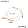 Detailed measurements of gold chain bracelet featuring orange natural stone beads. - Bracelet (GS01636B-8)