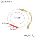 Close-up of minimalist gold chain bracelet with red natural stones and precise measurements. - Bracelet (GS01636B-3)