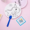 DIY graffiti fan for children featuring a cute dinosaur outline for creative coloring - Unicorn