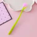 Cute pink tulip-shaped gel pen with soft rubber grip, creative floral stationery gift - Purple