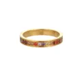 Anello in acciaio al titanio placcato oro con zirconi colorati arcobaleno incastonati. - Taglia 7 / Stile Rotante Pavé Arcobaleno (HB42517) / Oro