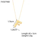 Elegante collar minimalista con colgante de letra F dorada y cristales, largo 45cm - Letra F
