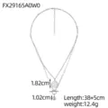 Vintage silver layered necklace featuring coin pendant and OT buckle detail, 38+5cm length - Layered Queen Portrait Coin Necklace (FX29165A0W0) / 38+5cm / Silver
