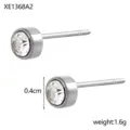 Delicate 4mm silver zircon stud earrings with clear crystal, weighing 1.6g total. - Steel White