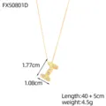 Collar con colgante de letra I en oro con cristales, longitud de 40+5cm - Letra I