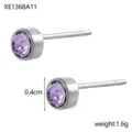 Exquisite 0.4cm purple zircon stud earrings in silver-colored metal setting - Steel Purple
