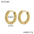 Small gold titanium steel hoop earrings featuring a hammered pattern texture, 0.8cm diameter - Honeycomb Hammered Style (HE1953B4) / 0.8x0.3cm (3.1g)