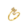 Anillo abierto ajustable de oro minimalista con circonita y la letra E mayúscula - Letra E / Chapado en oro 14K