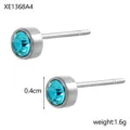 Exquisite silver stud earrings featuring round aqua blue birthstones, 0.4cm size - Steel Color Sky Blue