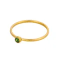 Bague élégante en or minimaliste ornée d'une pierre de naissance ronde vert vif - Taille 5 / Or Vert