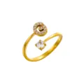 Elegante anillo ajustable dorado con letra G y circonitas brillantes de alta calidad - Letra G / Chapado en oro 14K