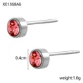 Elegant and delicate small round pink zircon birthstone stud earrings in silver finish - Steel Rose Red