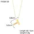 Collar dorado con colgante letra T y piedras brillantes para mujer, estilo minimal - Letra T