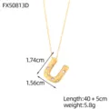 Collar minimalista chapado en oro con colgante de letra U y cristales brillantes para mujer - Letra U