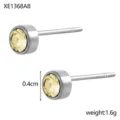 Exquisite silver stud earrings with sparkling 0.4cm champagne zircon stone, 1.6g variant - Steel Color Light Yellow