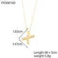 Collar con colgante de letra X dorado y piedras brillantes, 40+5cm - Letra X