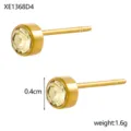 Elegant gold-tone mini stud earrings with pale yellow zircon birthstone, 0.4cm diameter - Gold Color Light Yellow