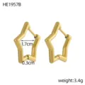 Minimalist gold titanium steel star shaped hoop earrings with size and weight details - Five-Pointed Star Shape Style (HE1957B) / 1.7x0.3cm (3.4g)