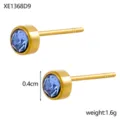 Exquisite gold-plated small stud earrings featuring a faceted blue zircon birthstone - Gold Blue