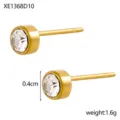 Minimalist 0.4cm gold-plated stud earrings with clear cubic zirconia stones. - Gold White