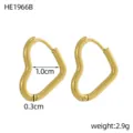 Gold-plated titanium steel wavy heart-shaped hoop earrings, 1.0cm inner diameter. - Wavy Heart Style (HE1966B) / 1.0x0.3cm (2.9g)