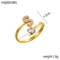 Anillo dorado ajustable con letra S de circonita y piedra central redonda - Letra S / Chapado en oro 18K