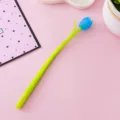 Creative blue tulip flower shaped gel pen with soft silicone green stem for school gifts - Blue