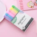 Sechserpack sortierter pastellfarbener 601 Textmarker-Stifte in einer klaren Plastikbox - Morandi Farben