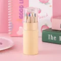 12 lápices de colores de madera en un tubo kraft con una tapa sacapuntas integrada - 12支装(自带笔筒卷笔刀白盖) / HB / Blanco