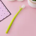 Cute tulip shaped gel pen with white flower cap and flexible green soft silicone stem - White