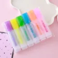 Pack of 6 vibrant fluorescent highlighter markers for student study and journaling - OPP Bag / Chisel Tip