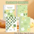 Set de 4 cuadernos de espiral A7 con diseños florales verdes y de tablero chic - 花之梦 / Paquete Individual