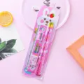 Joli ensemble de papeterie rose lapin 5 pièces pour fournitures scolaires enfants - Set de 5 pièces / Rose