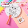 Abanico redondo de pintura DIY para niños con diseño de búho animado - Búho