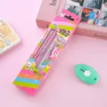 Schattig roze konijn studenten schrijfwarenset met potlood liniaal en hobbymesje - Konijn Thema / Roze