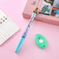 Lindo bolígrafo de gel de arena movediza Capybara con detalles en azul y purpurina - 0.5mm / Azul