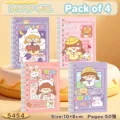 Set de 4 bonitos cuadernos de espiral A7, 10x8 cm, 50 hojas cada uno, para estudiantes - Chica Feliz / Paquete Individual